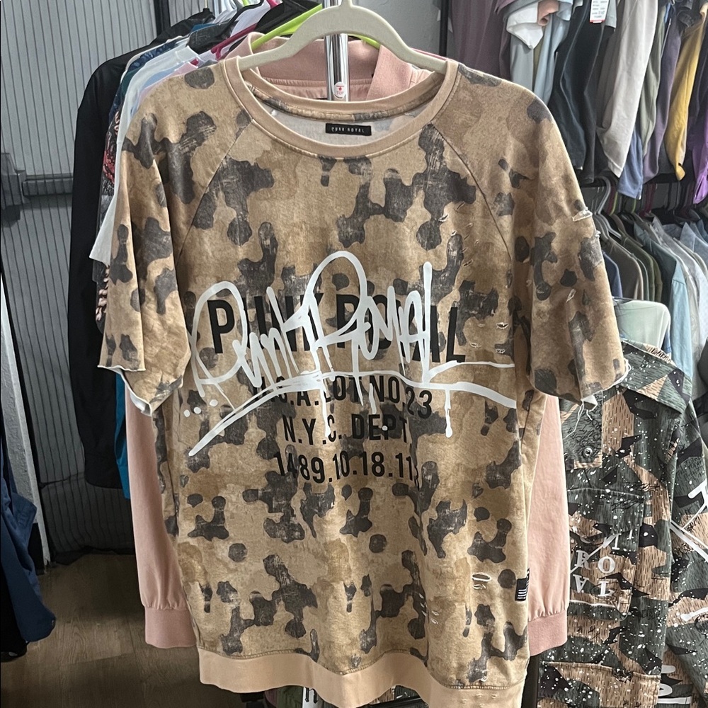 Punk Royal Men’s SS Crewneck Sweatshirt in Tan and Brown